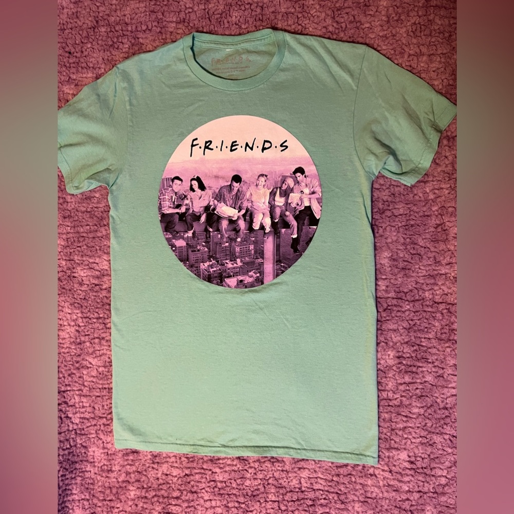 FRIENDS The TV Series, graphic T Shirt, Aqua Mint, Size Small, short sleeve.